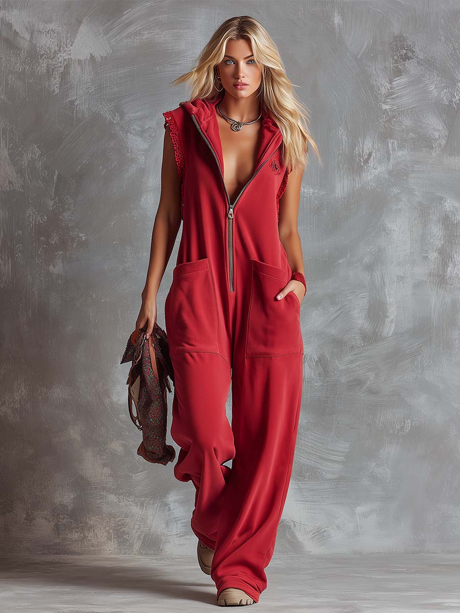 Sleeveless Hooded Jumpsuit