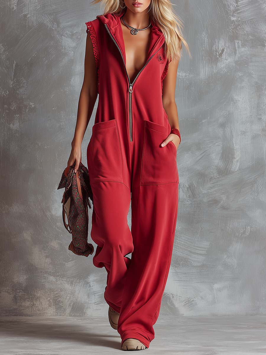 Sleeveless Hooded Jumpsuit