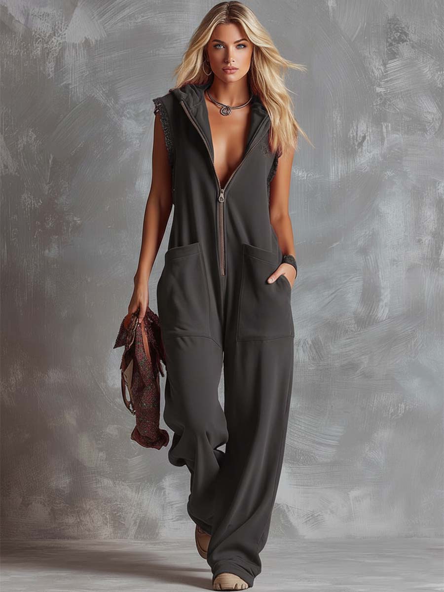 Sleeveless Hooded Jumpsuit