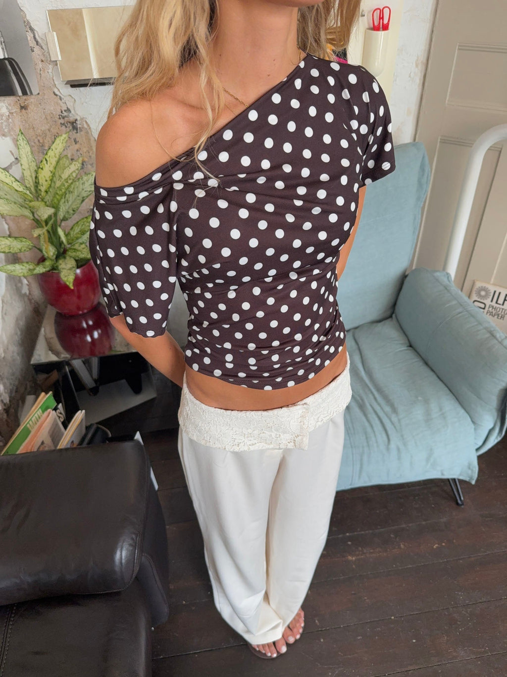 Florine Polka Dot Fitted Tee